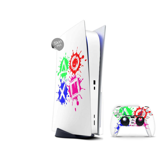 PS5 Skin Design Aufkleber Vinyl Folie Premium Skins mit PS5 Controller Buttons Aufkleber Skins4u   