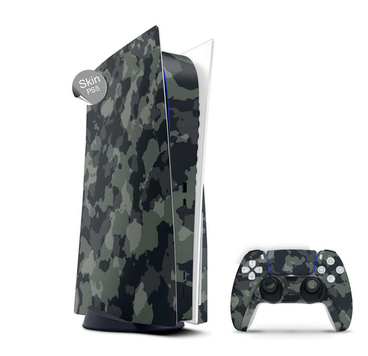 PS5 Skin Design Aufkleber Vinyl Folie Premium Skins mit PS5 Controller Shadow Camo green Aufkleber Skins4u   