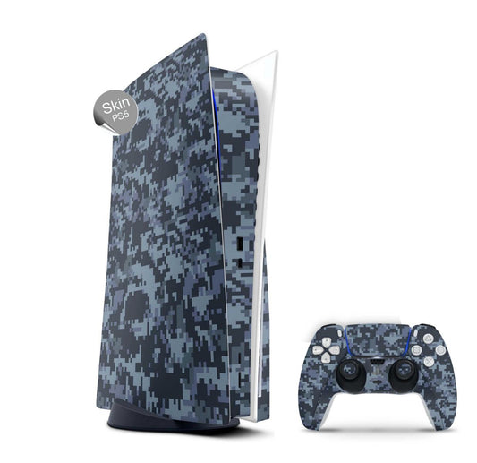 PS5 Skin Design Aufkleber Vinyl Folie Premium Skins mit PS5 Controller Navy Camo Aufkleber Skins4u   