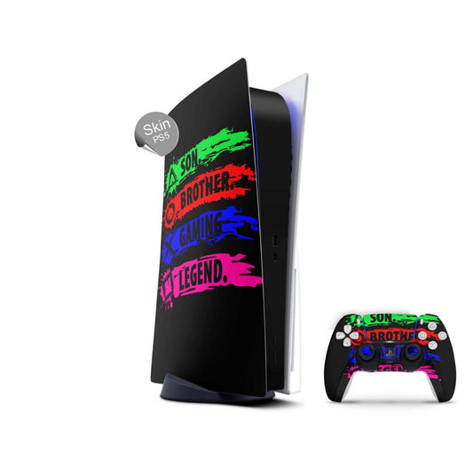 PS5 Skin Design Aufkleber Vinyl Folie Premium Skins mit PS5 Controller The Gamer schwarz Aufkleber Skins4u   