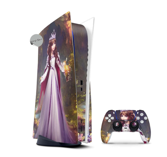 PS5 Skin Design Aufkleber Vinyl Folie Premium Skins mit PS5 Controller Little Queen Aufkleber Skins4u   