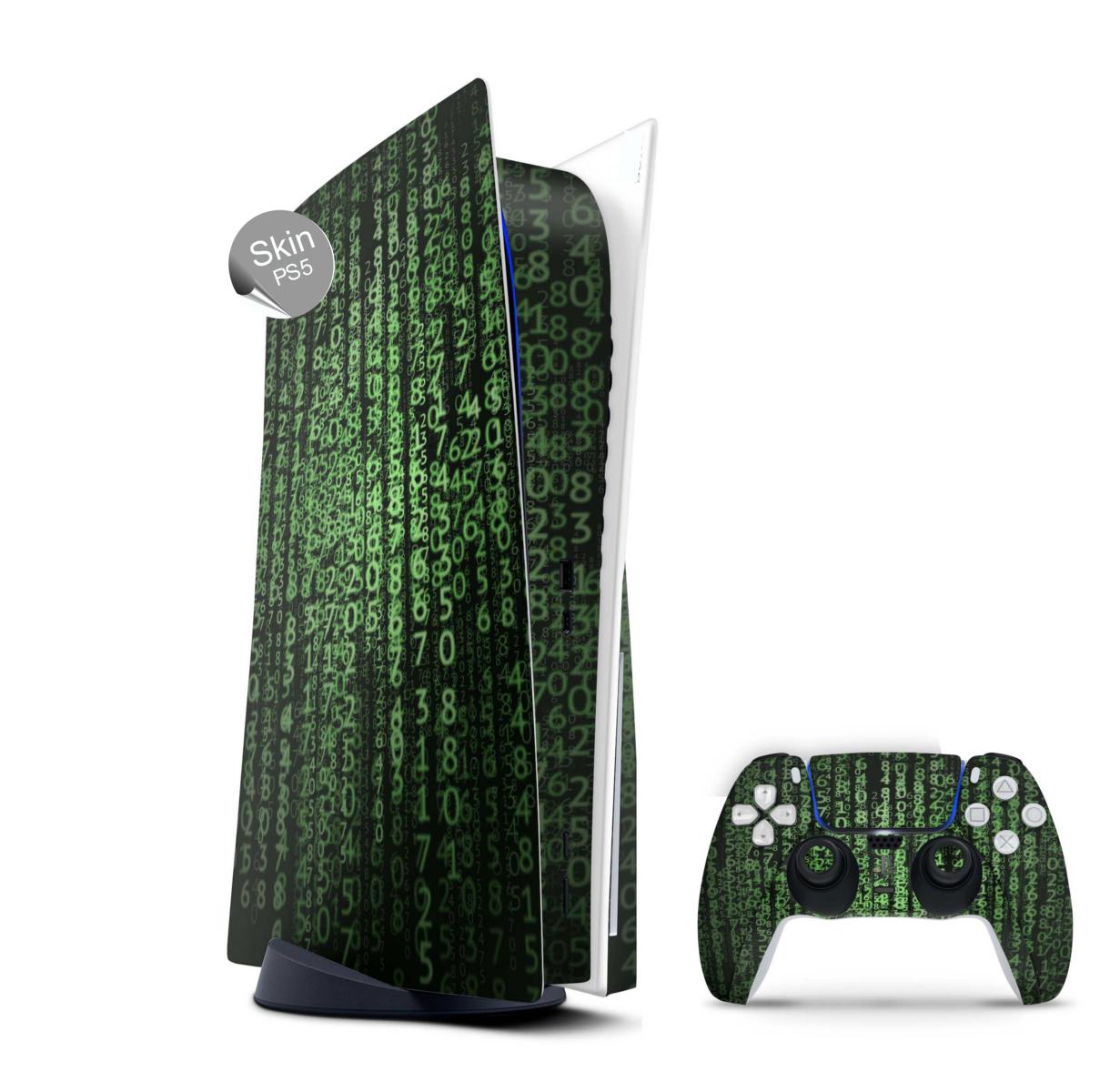 PS5 Skin Design Aufkleber Vinyl Folie Premium Skins mit PS5 Controller Matrix Code Aufkleber Skins4u   