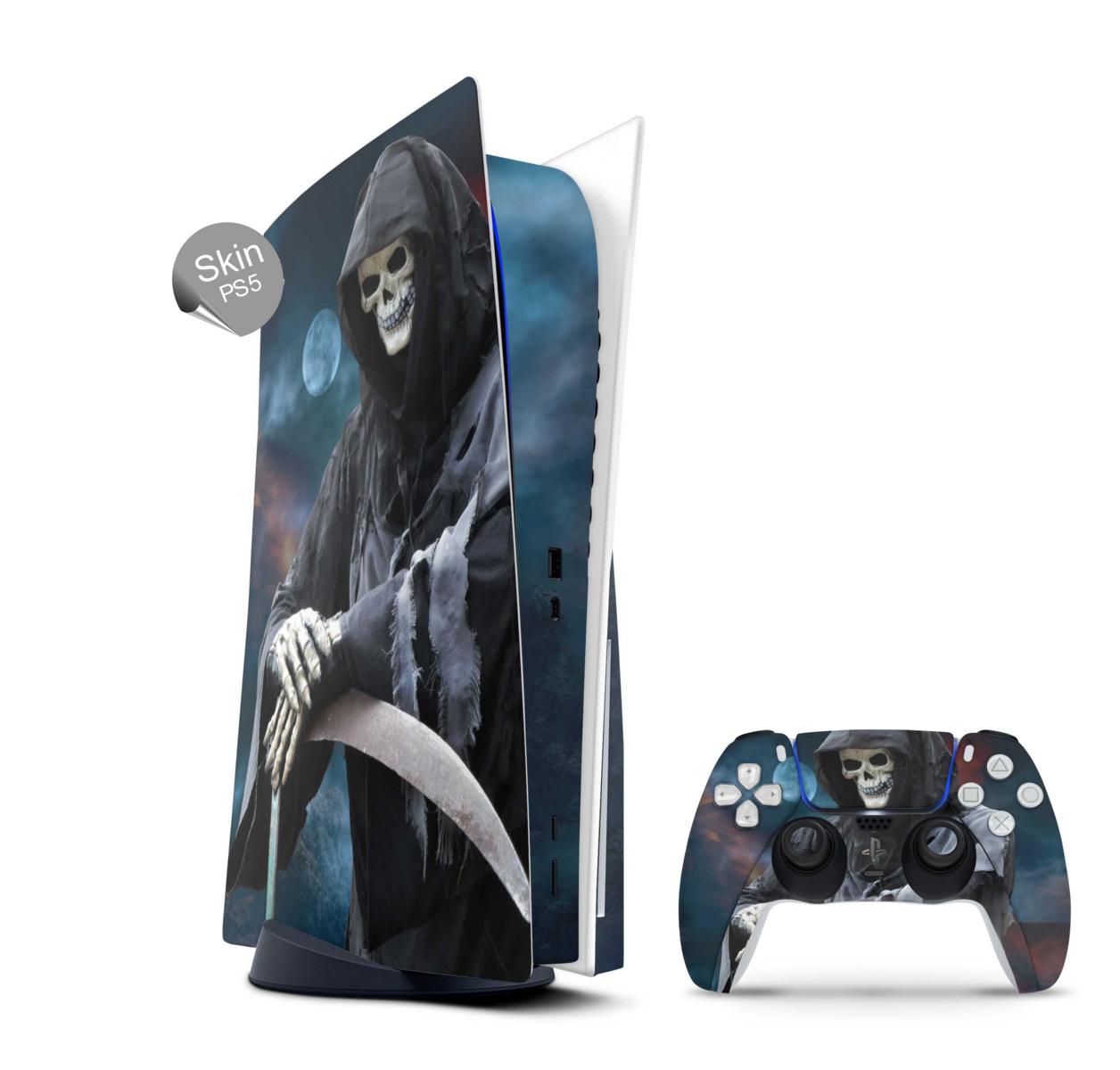 PS5 Skin Design Aufkleber Vinyl Folie Premium Skins mit PS5 Controller Reaper Aufkleber Skins4u   