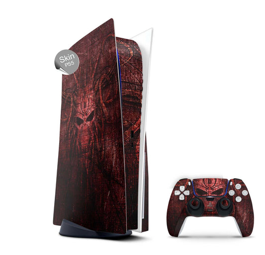 PS5 Skin Design Aufkleber Vinyl Folie Premium Skins mit PS5 Controller Red Demon Aufkleber Skins4u   