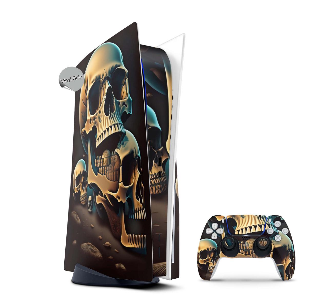 PS5 Skin Design Aufkleber Vinyl Folie Premium Skins mit PS5 Controller Skullcrusher Aufkleber Skins4u   