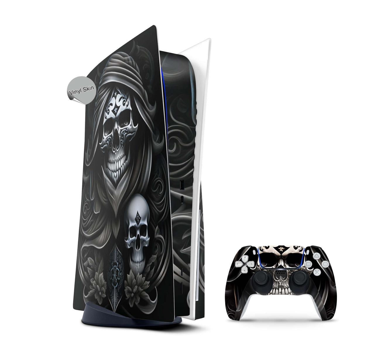 PS5 Skin Design Aufkleber Vinyl Folie Premium Skins mit PS5 Controller Skull Master Aufkleber Skins4u   