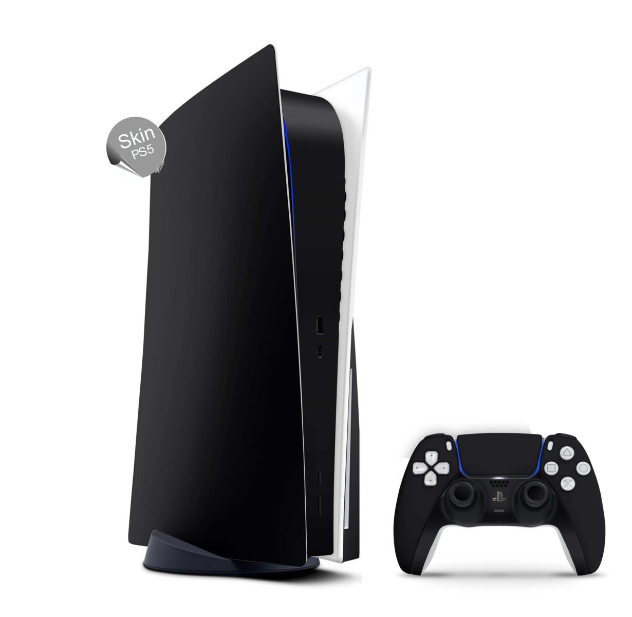 PS5 Skin Design Aufkleber Vinyl Folie Premium Skins mit PS5 Controller Solid state schwarz Aufkleber Skins4u   