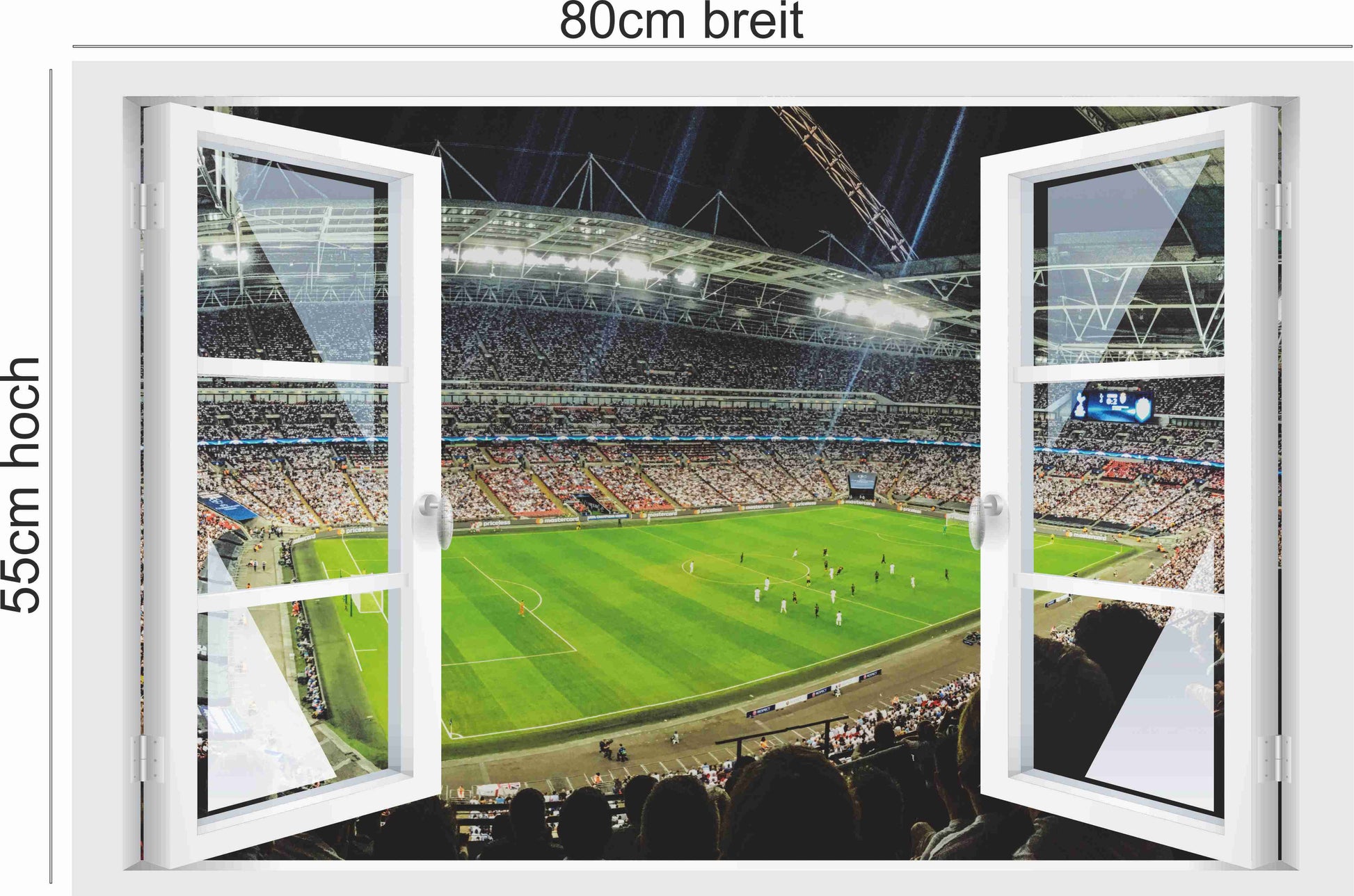 Offenes Fenster 3D Wandtattoo – Selbstklebender Wandaufkleber/Wandsticker – Motiv Fussball Stadion Wandtattoo skins4u   