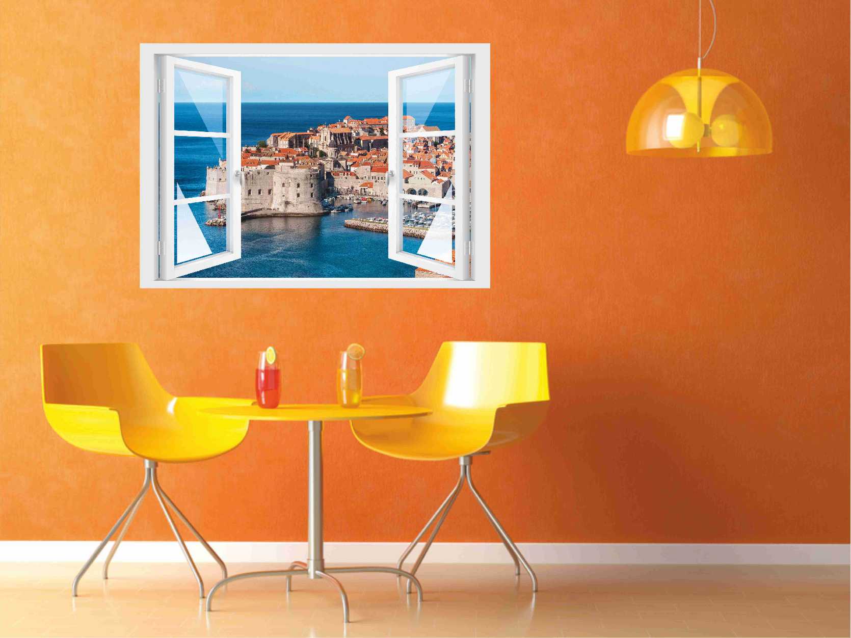 Offenes Fenster 3D Wandtattoo – Selbstklebender Wandaufkleber/Wandsticker – Motiv Dubrovnik Wandtattoo skins4u   