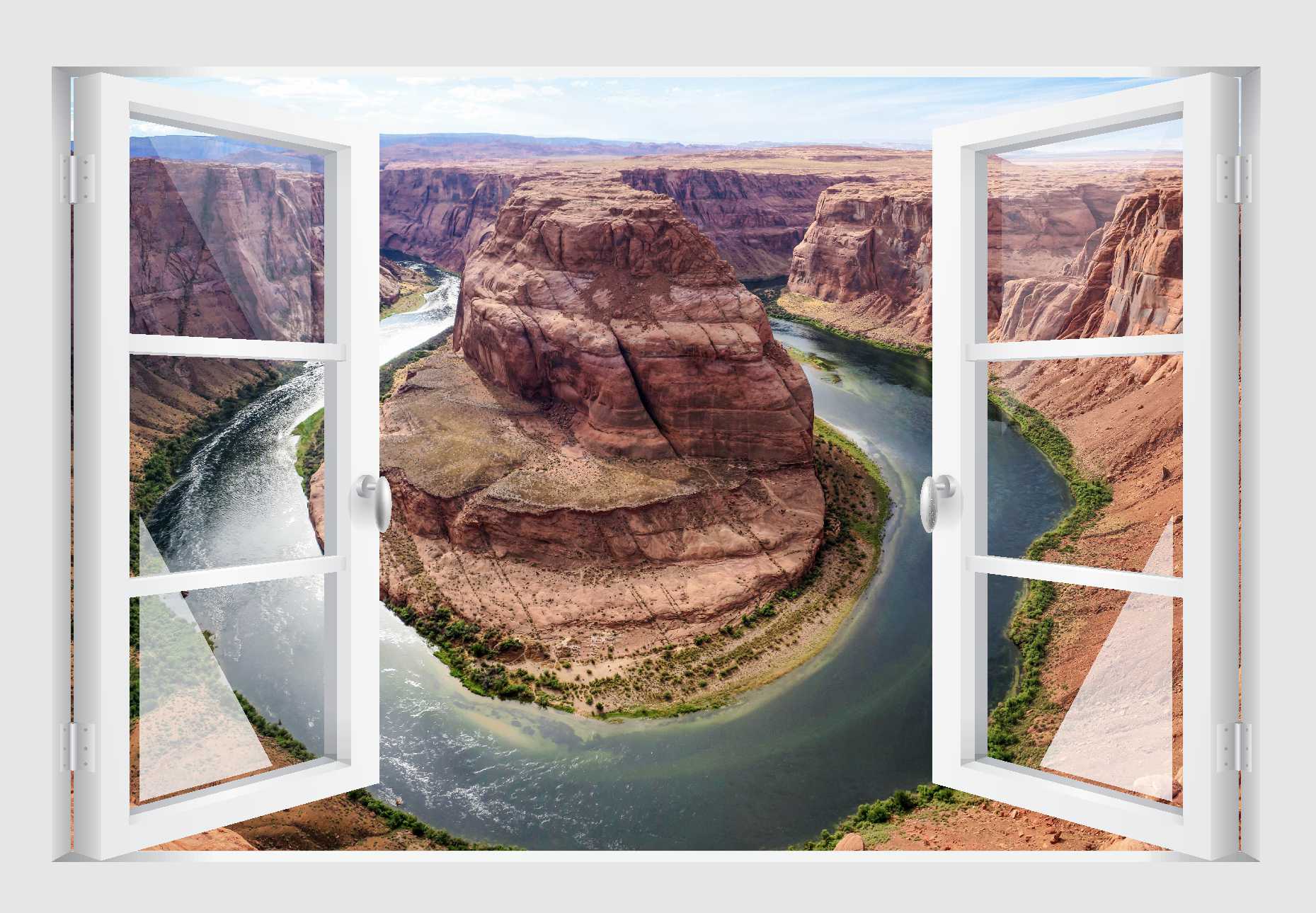 Offenes Fenster 3D Wandtattoo – Selbstklebender Wandaufkleber/Wandsticker – Motiv Grand Canyon Wandtattoo skins4u   