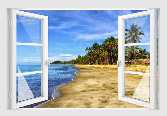 Offenes Fenster 3D Wandtattoo – Selbstklebender Wandaufkleber/Wandsticker – Motiv Fidschis Wandtattoo skins4u   