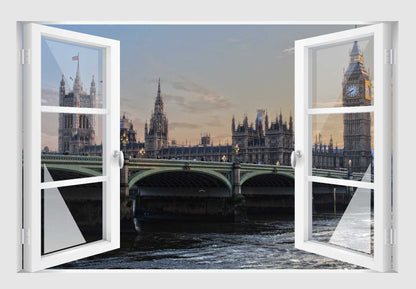 Offenes Fenster 3D Wandtattoo – Selbstklebender Wandaufkleber/Wandsticker – Motiv London Wandtattoo skins4u   