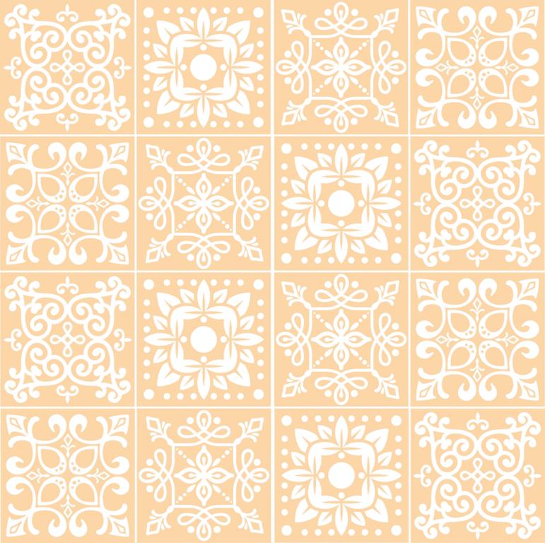 Fliesenaufkleber für Küche, Bad und WC selbstklebende Badfliesen Folien Druck Vintage Style 12 Stück Aufkleber Skins4u 10x10cm Stencil Sand