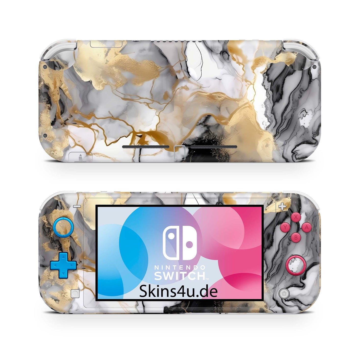 Nintendo Switch Lite Skin Aufkleber Schutzfolie Vinyl Skins Marmor gold black Aufkleber skins4u   