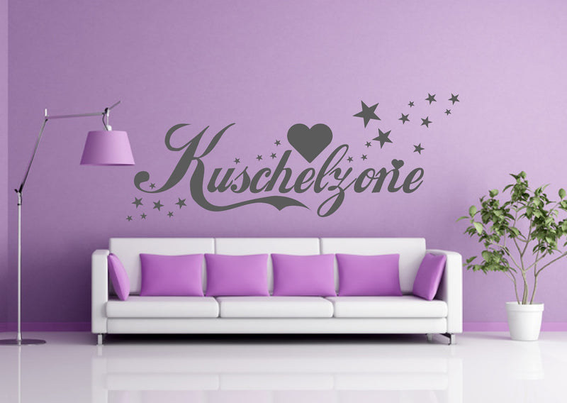 Wandtattoo Kuschelzone Liebe Herz Sterne Schriftzug Wandaufkleber Schlafzimmer Wandtattoo Skins4u