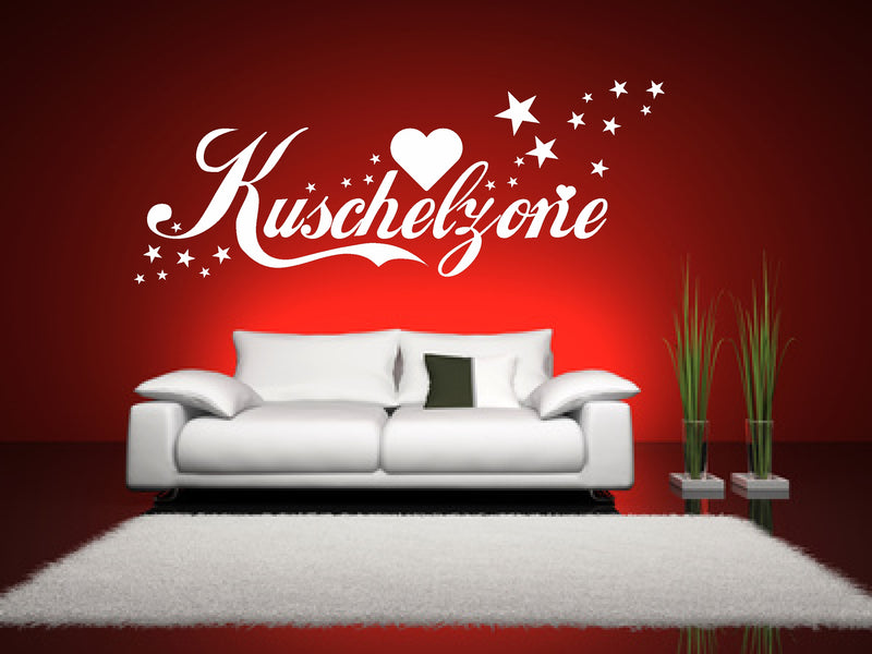 Wandtattoo Kuschelzone Liebe Herz Sterne Schriftzug Wandaufkleber Schlafzimmer Wandtattoo Skins4u