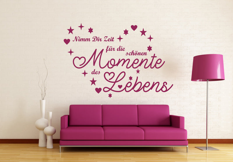 Wandtattoo Wandsticker Wandaufkleber Momente des Lebens Spruch Herzen Sterne Wandtattoo Skins4u