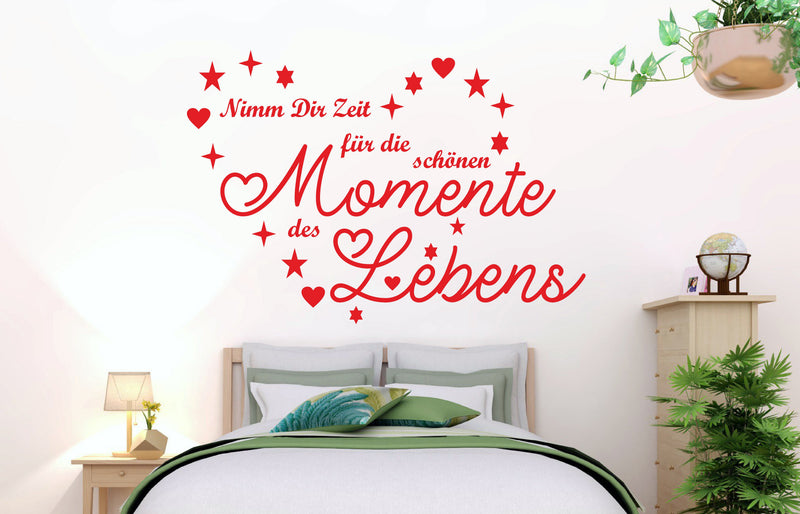 Wandtattoo Wandsticker Wandaufkleber Momente des Lebens Spruch Herzen Sterne Wandtattoo Skins4u