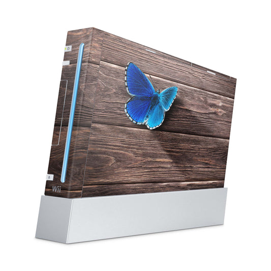 Nintendo Wii Skin Aufkleber Designfolie Skins Set butterfly wood Aufkleber Skins4u