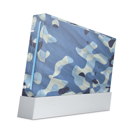 Nintendo Wii Skin Aufkleber Designfolie Skins Set waving camouflage blue Aufkleber Skins4u