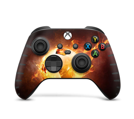 Xbox Controller Skin für Series S & X Controller Design Schutzfolie brennender Fussball Aufkleber skins4u   