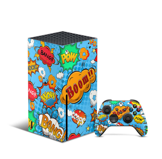 Xbox Series X Skin Aufkleber Design Schutzfolie Vinyl - Comics-Blau Aufkleber Skins4u