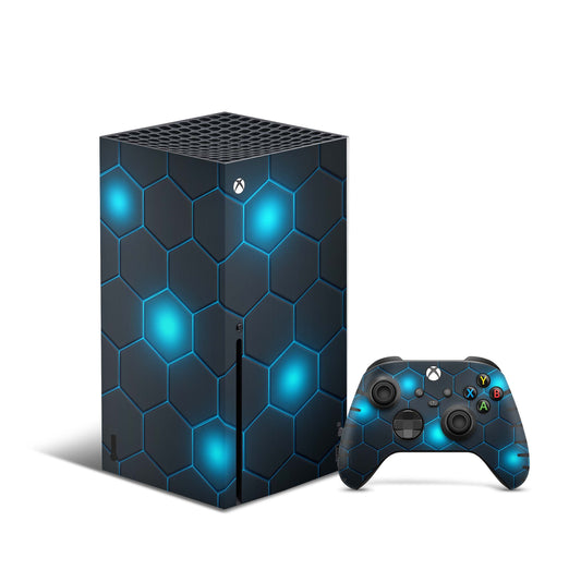 Xbox Series X Skin Aufkleber Design Schutzfolie Vinyl - Exo-Blau-2026 Aufkleber Skins4u