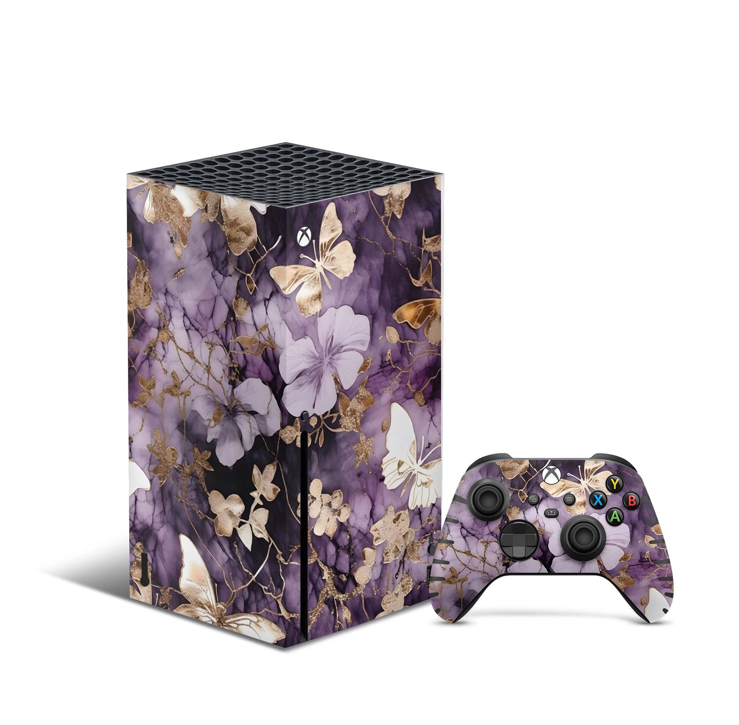 Xbox Series X Skin Aufkleber Design Schutzfolie Vinyl - Flowers-And-Butterfly Aufkleber Skins4u