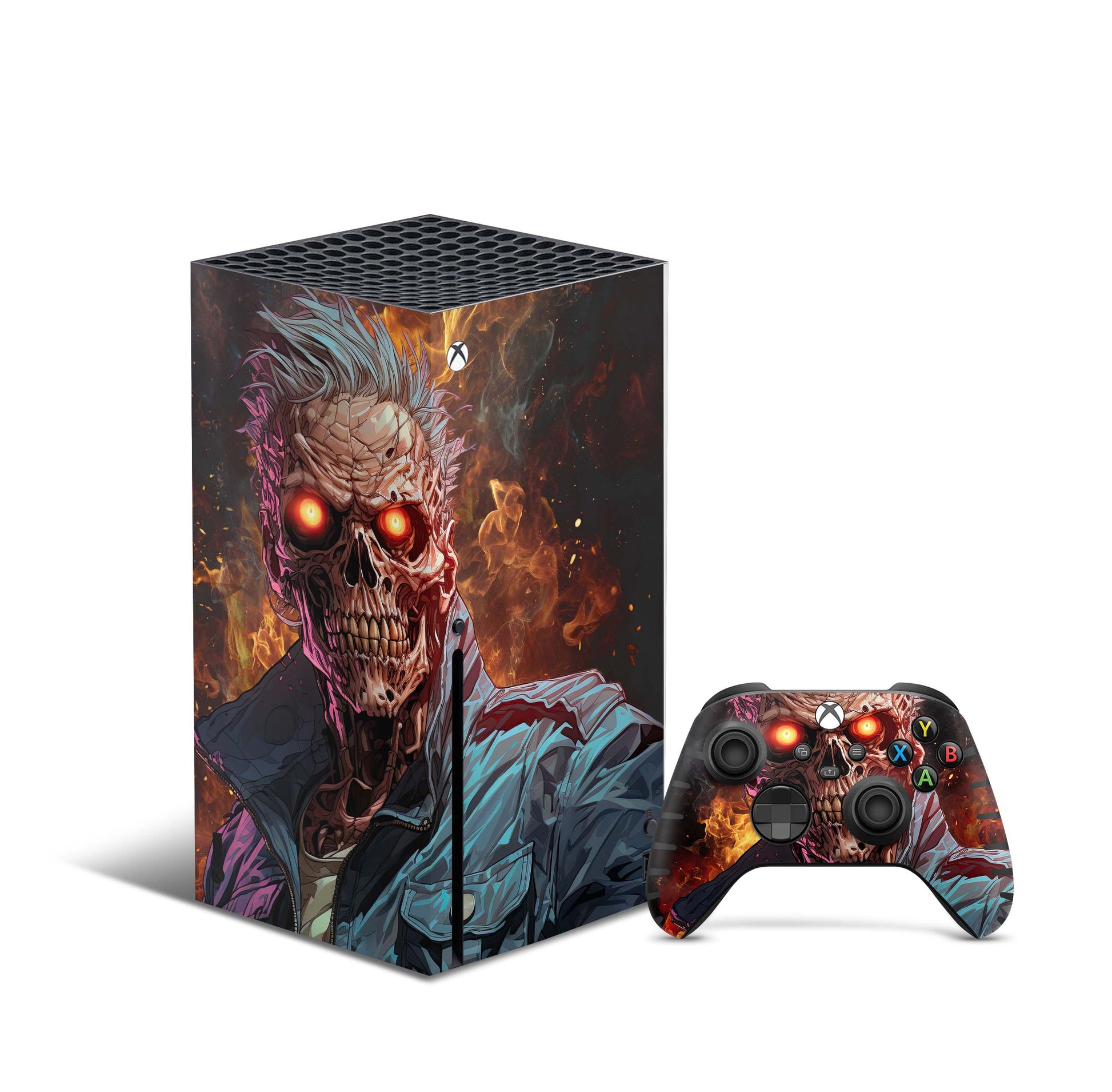 Xbox Series X Skin Aufkleber Design Schutzfolie Vinyl - Zombie-Fire Aufkleber Skins4u