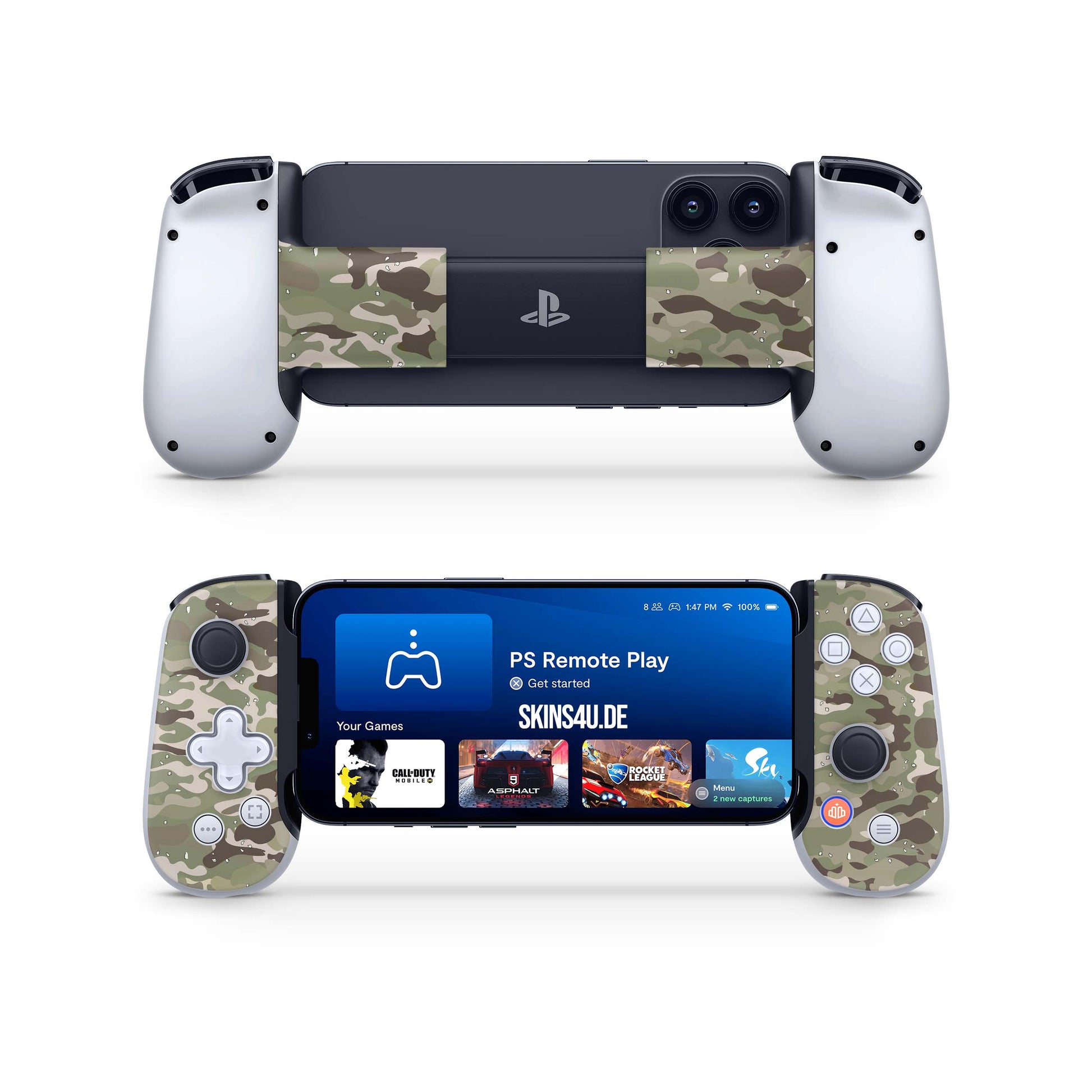 BackBone One Skin Controller Skins Vorder und Rückseite FC Camo Elektronik-Sticker & -Aufkleber skins4u