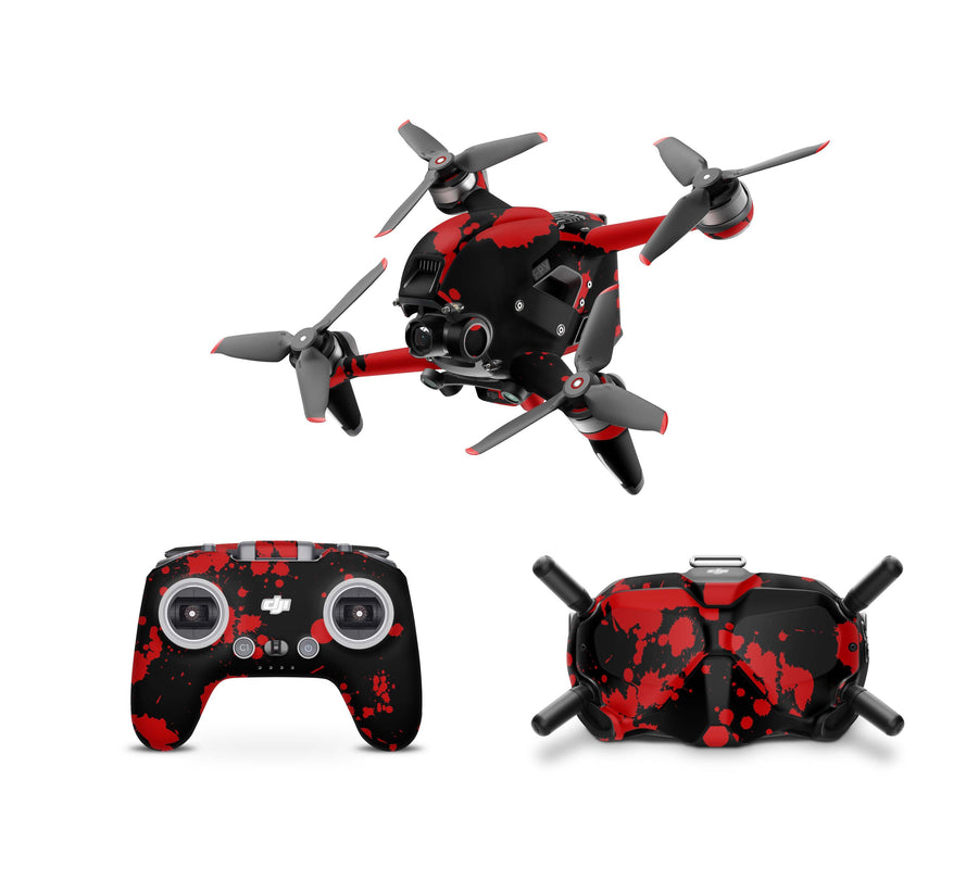 DJI FPV Skin Drohnen Folie DJI Skins für Goggles 2 und DJI Controller Blood Black Elektronik-Sticker & -Aufkleber Skins4u DJI FPV Drohne + Controller + Goggles 2 1 