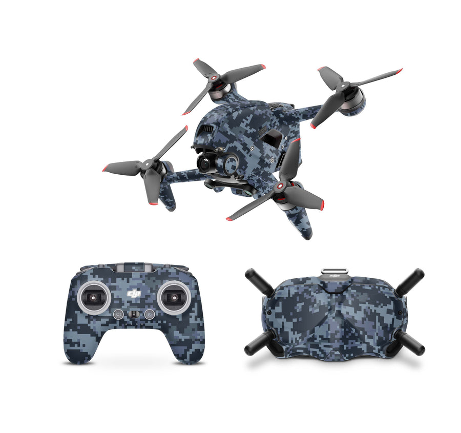 DJI FPV Skin Drohnen Folie DJI Skins für Goggles 2 und DJI Controller Navy Camouflage Elektronik-Sticker & -Aufkleber Skins4u   