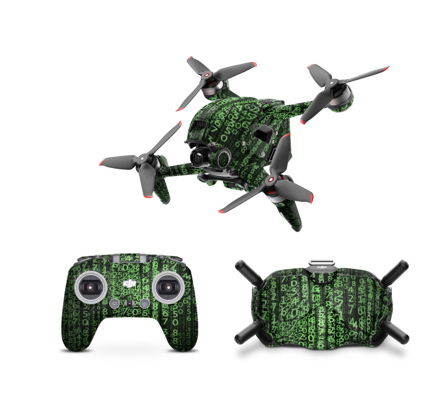 DJI FPV Skin Drohnen Folie DJI Skins für Goggles 2 und DJI Controller Matrix Code Elektronik-Sticker & -Aufkleber Skins4u DJI FPV Drohne + Controller + Goggles 2 1 
