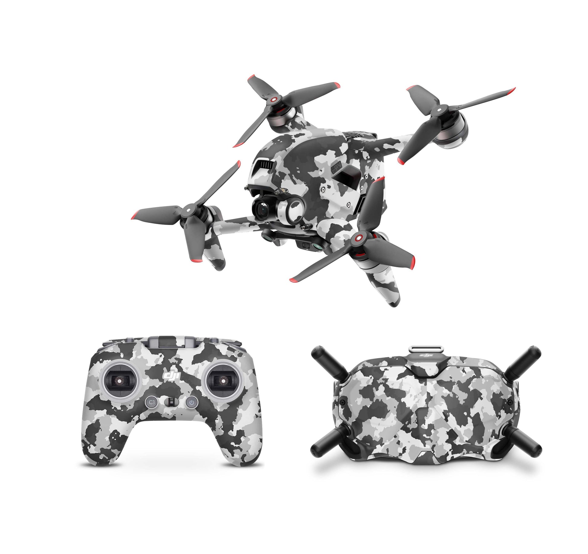 DJI FPV Skin Drohnen Folie DJI Skins für Goggles 2 und DJI Controller new Urban Camouflage Elektronik-Sticker & -Aufkleber Skins4u DJI FPV Drohne + Controller + Goggles 2 1 