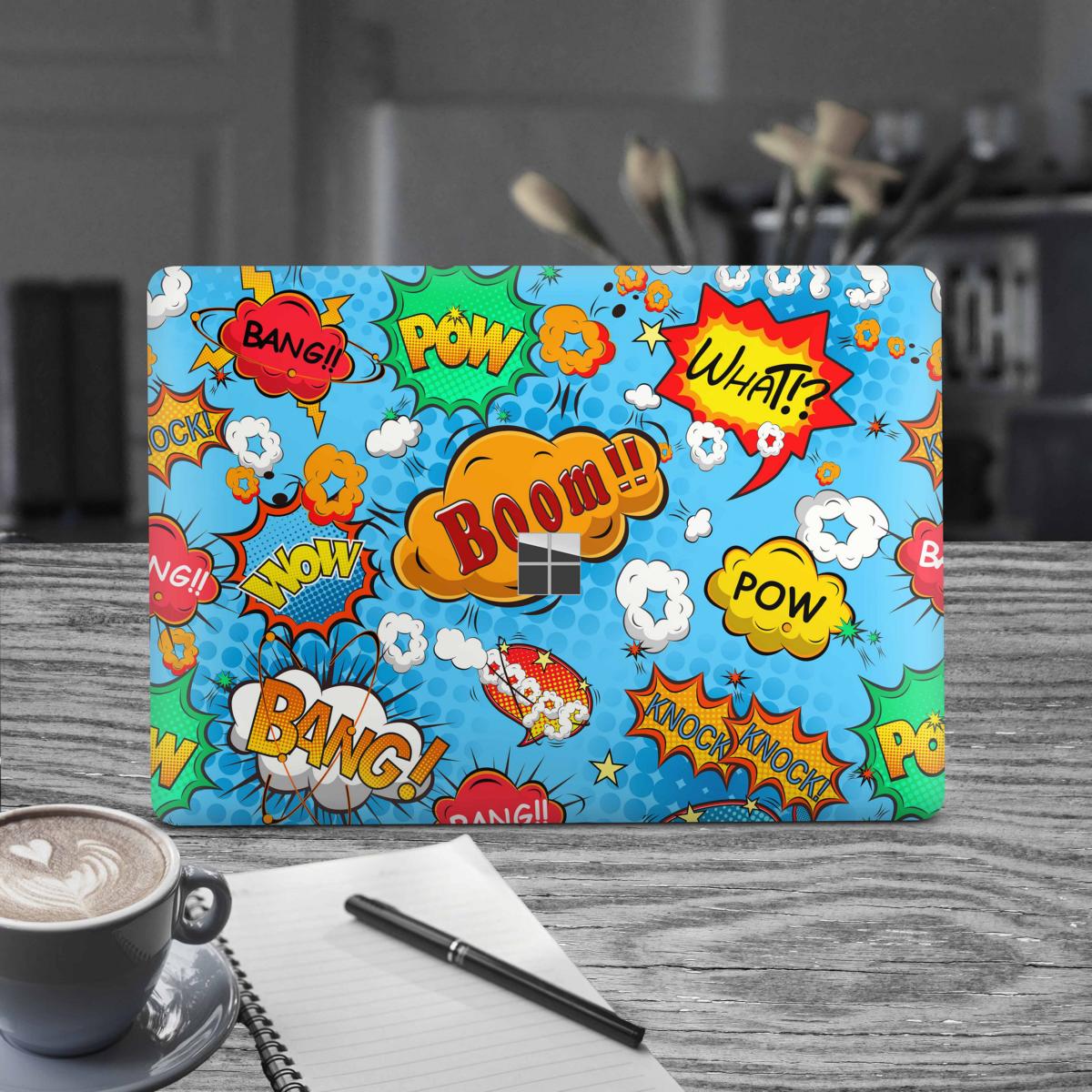 Microsoft Surface Laptop 3 4 5 Skin 15" Premium Vinylfolie Kratzerschutz Design Comics blau Elektronik-Sticker & -Aufkleber Skins4u   