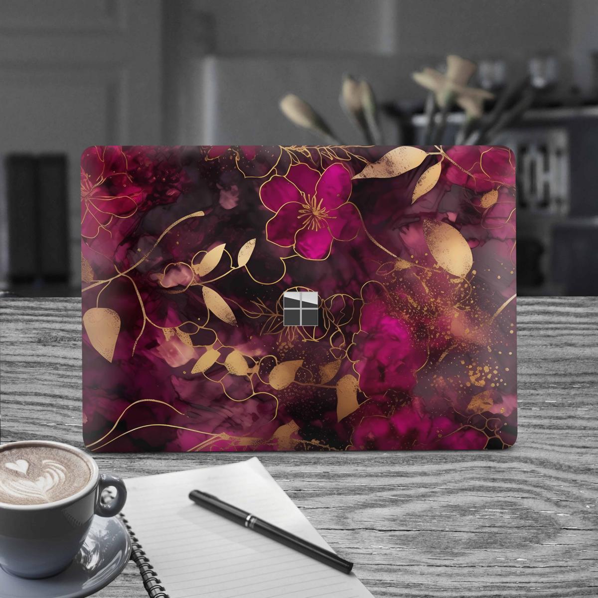 Microsoft Surface Laptop Go 1 / Go 2 Skins Premium Vinylfolie Kratzerschutz Design Flower Dark Elektronik-Sticker & -Aufkleber Skins4u   