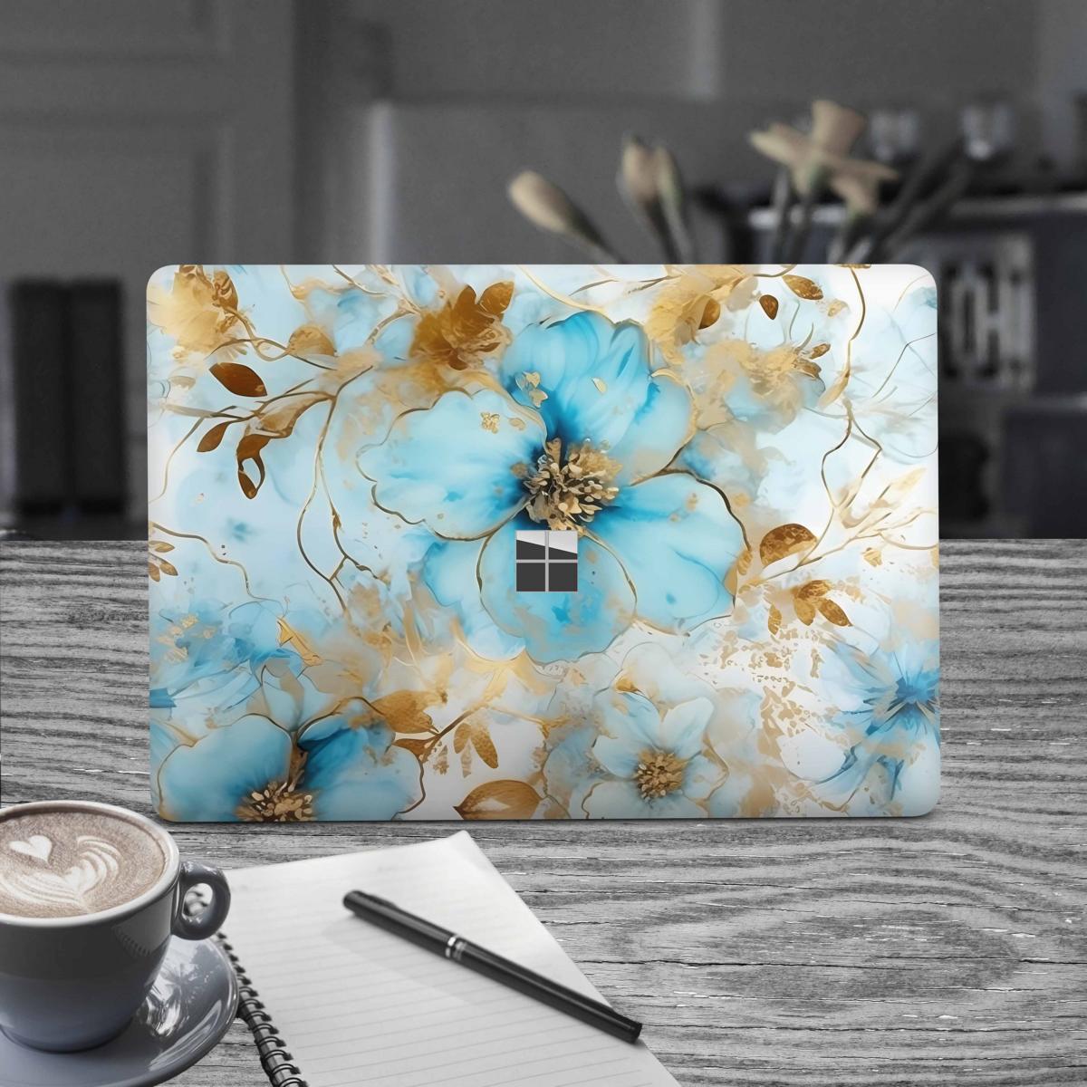 Microsoft Surface Laptop Studio Premium Vinylfolie Kratzerschutz Design Gold Blue Fantasy Elektronik-Sticker & -Aufkleber Skins4u   
