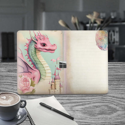 Microsoft Surface Book 2 Skin 15" Premium Vinylfolie Kratzerschutz Design Pink Dragon Elektronik-Sticker & -Aufkleber Skins4u   