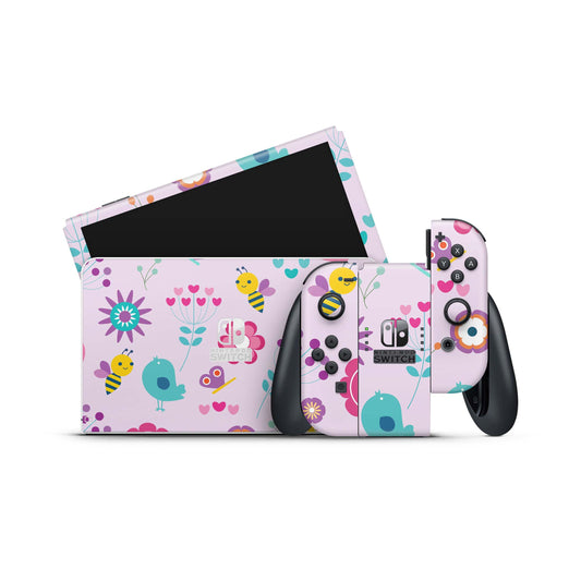 Nintendo Switch Skin Wrap Aufkleber Vinyl Skins Folie Design Birds Vintage Aufkleber Skins4u   