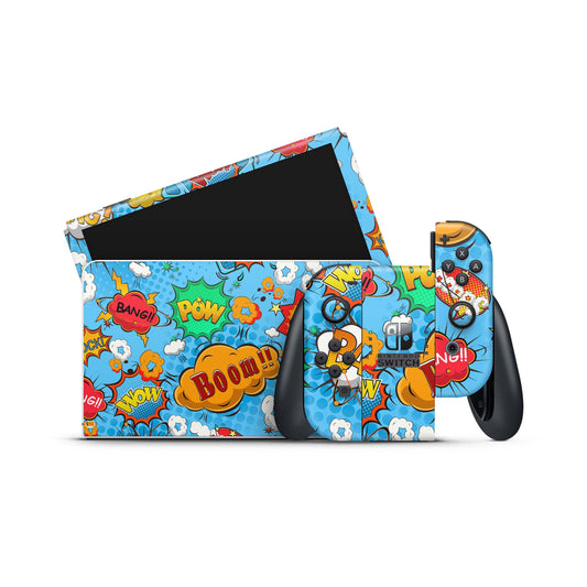 Nintendo Switch Skin Wrap Aufkleber Vinyl Skins Folie Design Comics blau Aufkleber Skins4u   