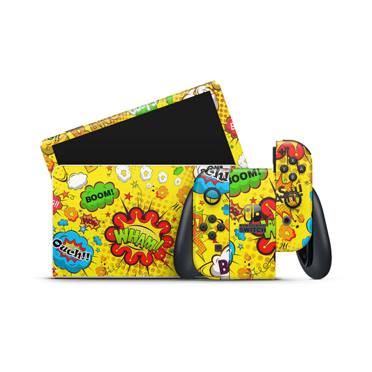 Nintendo Switch Skin Wrap Aufkleber Vinyl Skins Folie Design Comics gelb Aufkleber Skins4u   