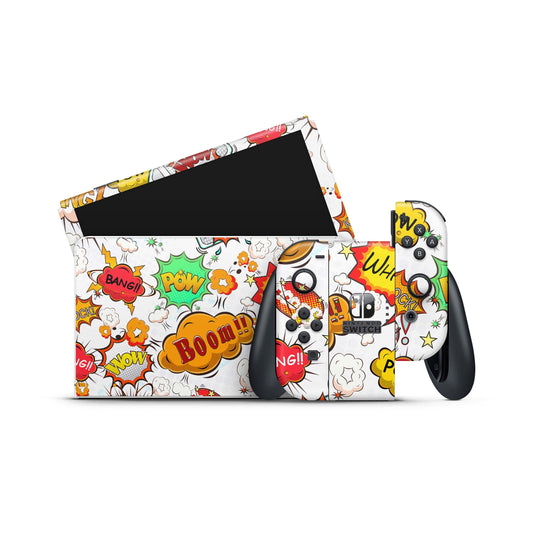 Nintendo Switch Skin Wrap Aufkleber Vinyl Skins Folie Design Comics weiss Aufkleber Skins4u   