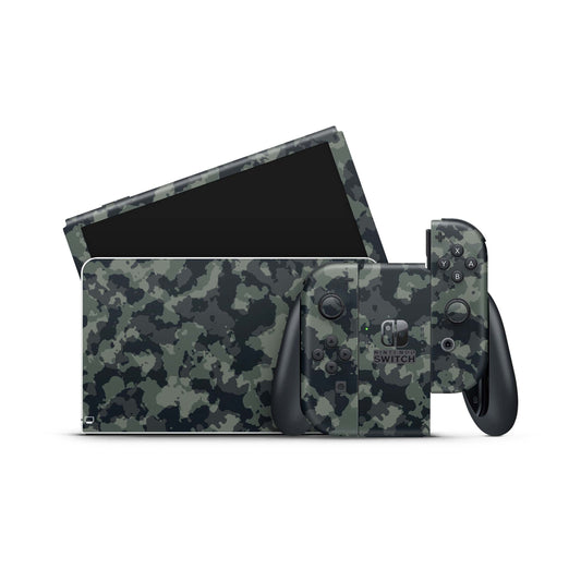 Nintendo Switch Skin Wrap Aufkleber Vinyl Skins Folie Design Dark green Camo Aufkleber Skins4u   