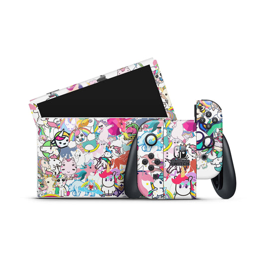 Nintendo Switch Skin Wrap Aufkleber Vinyl Skins Folie Design Einhorn Stickerbomb Aufkleber Skins4u   