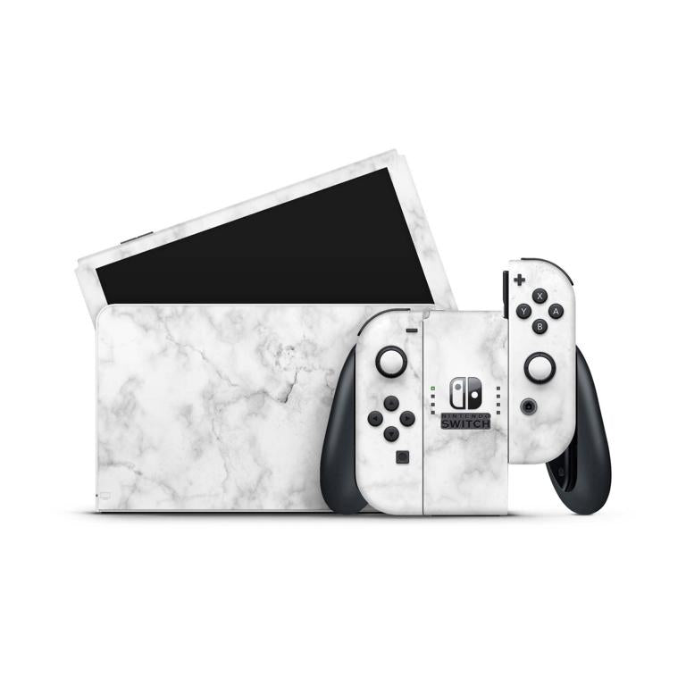 Nintendo Switch Skins Aufkleber Design Schutz Folie Sticker Cover Set Aufkleber Skins4u Marmor weiss  
