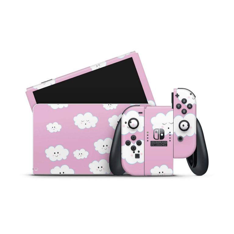Nintendo Switch Skins Aufkleber Design Schutz Folie Sticker Cover Set Aufkleber Skins4u Pinke Wolken  