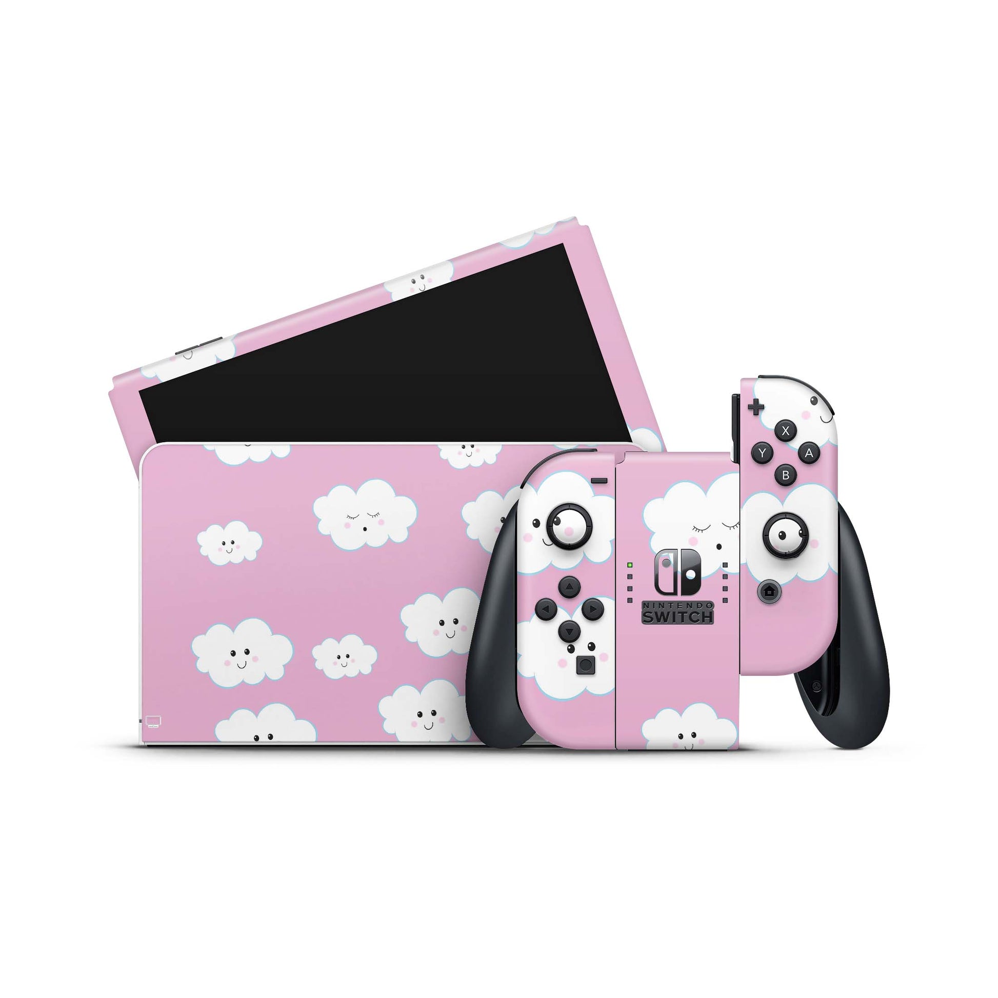 Nintendo Switch Skin Wrap Aufkleber Vinyl Skins Folie Design pinke Wolken Aufkleber Skins4u   