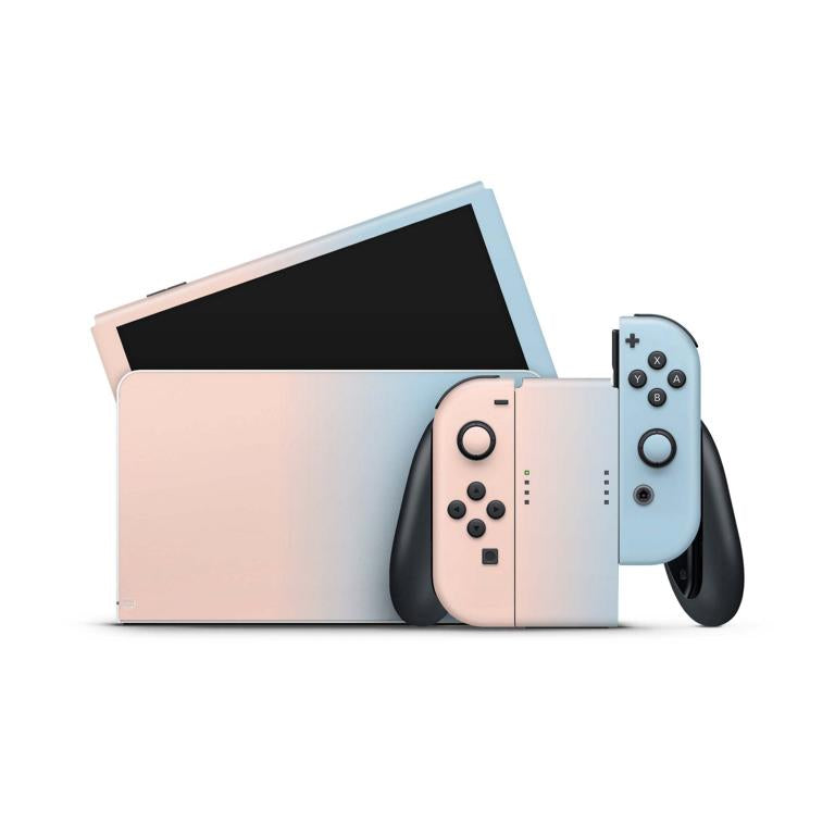 Nintendo Switch Skins Aufkleber Design Schutz Folie Sticker Cover Set Aufkleber Skins4u Pastell rosa-babyblau  