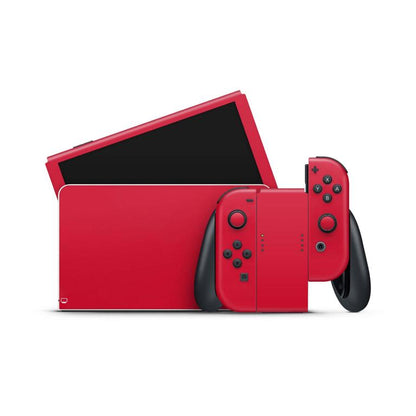 Nintendo Switch Skins Aufkleber Design Schutz Folie Sticker Cover Set Aufkleber Skins4u Solid State rot  