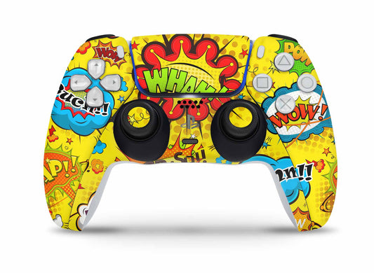 PS5 Controller Skin Vinyl Design Schutzfolie individualisiere Playstation 5 Gamepad Comics gelb Aufkleber skins4u   